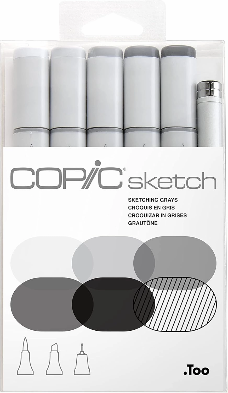 Copic Sketch Alcohol Marker 5 Colors   Multiliner SP Set, Sketching Grays