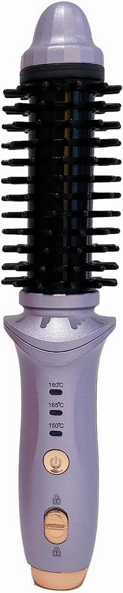 Cordless Heated Round Brush for Travel, Mini Thermal Curling Iron for Short Hair Rechargeable Small Barrel Volume Heat Styling Curling Brush for Men and Women Curly Straight Hair (Violet)