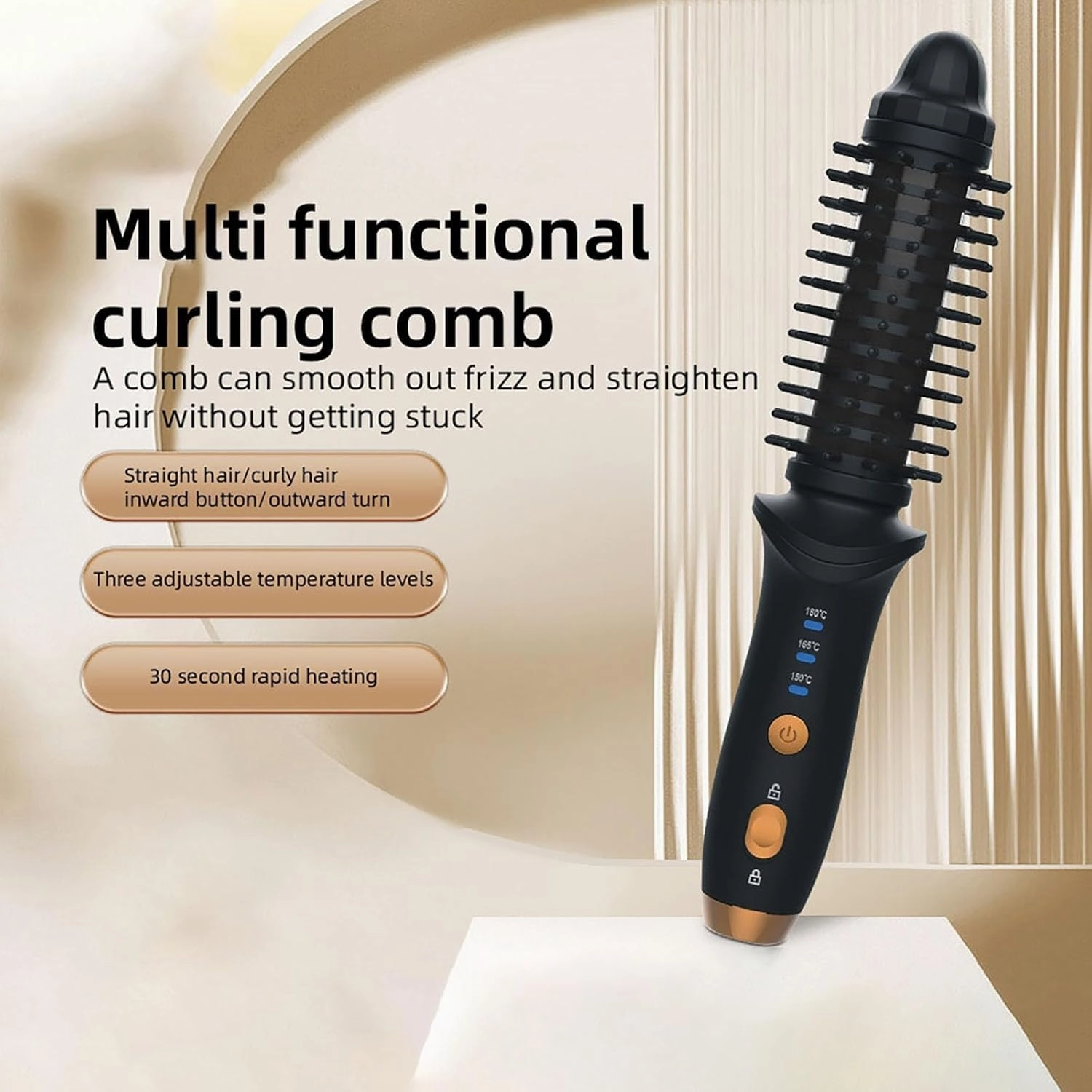 Cordless Heated Round Brush Mini Thermal Curling Iron for Short Hair USB Rechargeable Small Barrel Volume Heat Styling Curling Brush for Men Women Curly Straight Hair Travel (Purple1)