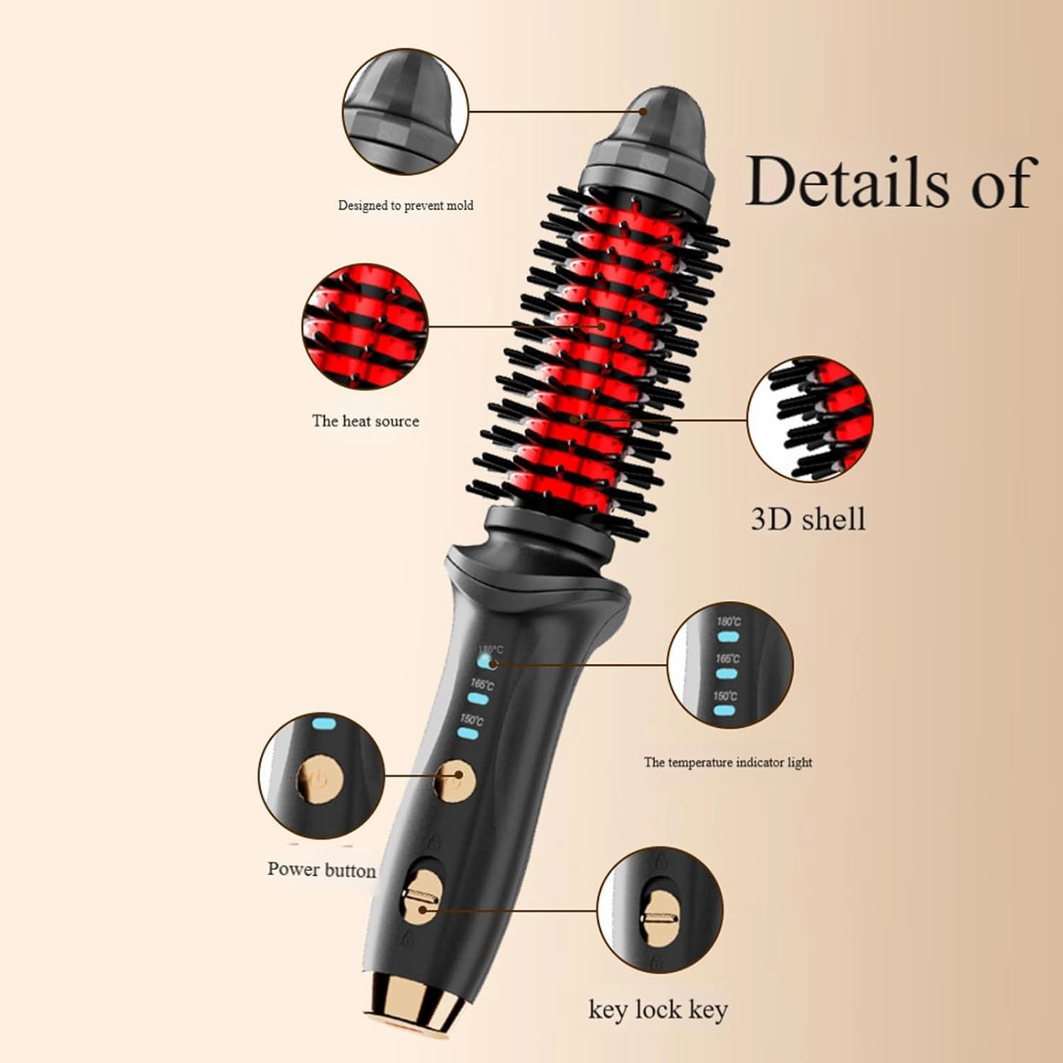 Cordless Heated Round Brush Mini Thermal Curling Iron for Short Hair USB Rechargeable Small Barrel Volume Heat Styling Curling Brush for Men Women Curly Straight Hair Travel (Purple1)