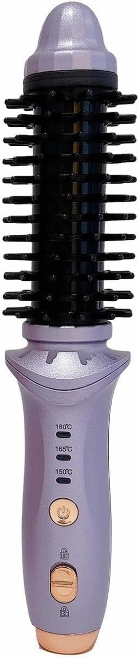 Cordless Heated Round Brush Mini Thermal Curling Iron for Short Hair USB Rechargeable Small Barrel Volume Heat Styling Curling Brush for Men Women Curly Straight Hair Travel (Purple1)