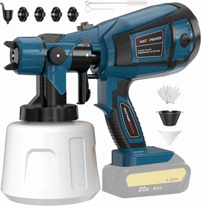 Cordless Paint Sprayer 30000RPM High Speed for Dewalt 20V Battery 1400ml High Capacity Container Spray Paint Gun for for House Furniture Painting Light Blue(Not Include Battery)
