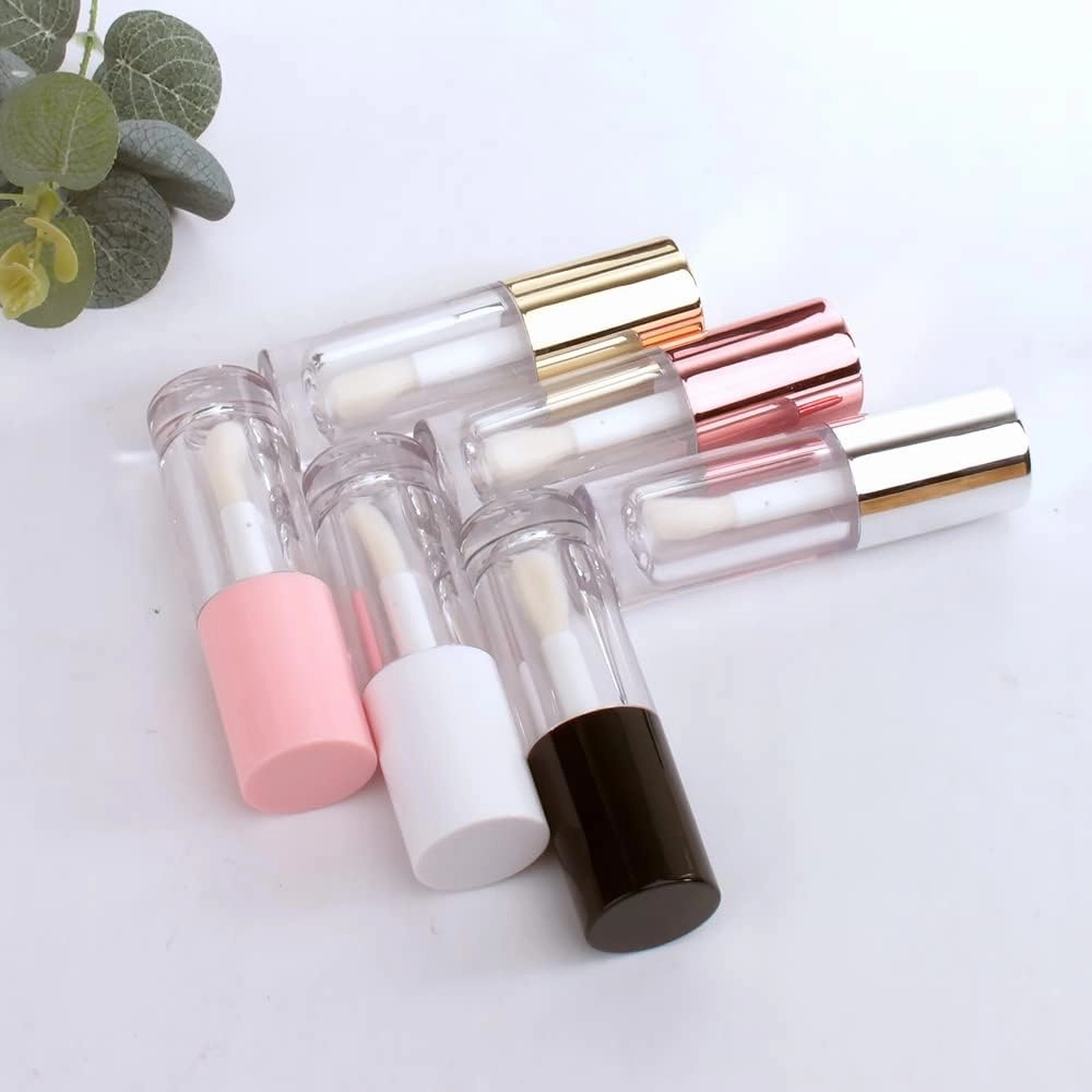 COSIDEA 50pcs Empty Black 6ml big doe foot wand lip gloss tubes Round Chunky lipgloss tubes containers wholesale with thick large brush
