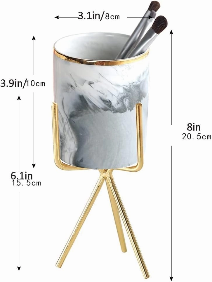Cosmetic Organizer Dressing Table Storage Rack Desktop Cosmetic Organizer Comb Eyebrow Pencil Powder Brush Placement Storage Bucket Cosmetic Storage Case(Gris)
