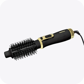 Cosmopolitan Hot Air Brush Styler, Hot Brush for Styling Hair, Heated Round Brush Blow Dryer with 3 Heat & Cool Settings, Hot Air Styler to Curl, Straighten & Volumize after Drying, 700W, Black & Gold