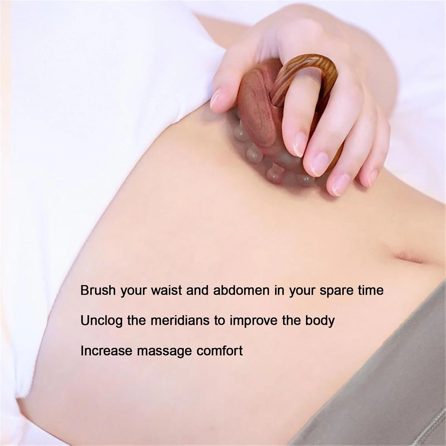 Cow Horn Meridian Pressure Brush Anti Cellulite Abdomen Head Body Blood Circulation Sandalwood Massage Brush Stimulation Points Daily Beauty Fitness(28 Nails)