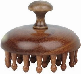 Cow Horn Meridian Pressure Brush Anti Cellulite Abdomen Head Body Blood Circulation Sandalwood Massage Brush Stimulation Points Daily Beauty Fitness(28 Nails)
