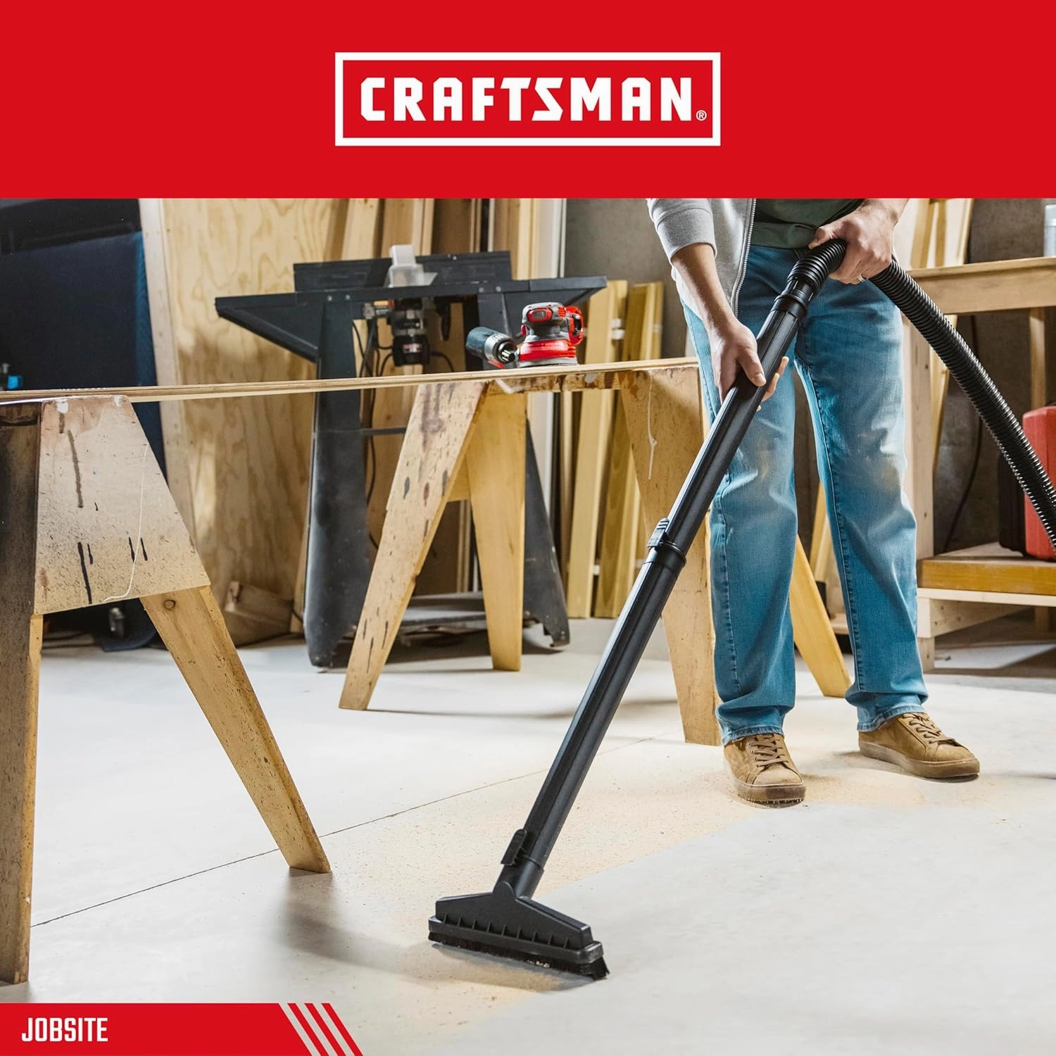 CRAFTSMAN CMXZVBE38666 1-7/8 in. Floor Brush Wet Dry Vac Attachment, Industrial-Grade Shop Vacuum Accessory with Bristles for Cleaning Large Areas, Fits 1-7/8 in. Hose Diameter