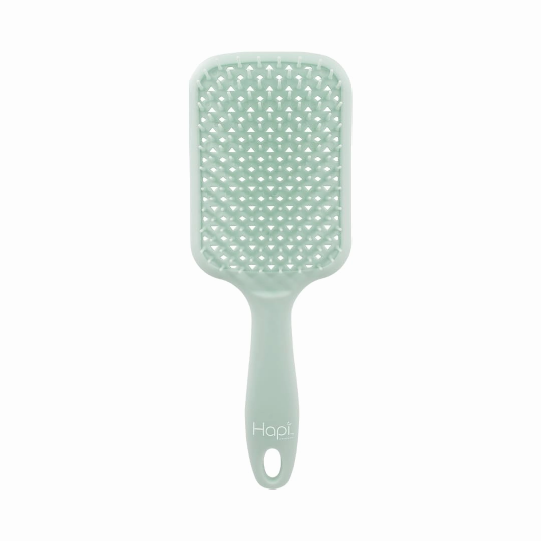 Cricket Hapi De-Knot Delight Detangler Brush Large - Featuring 154 Ultra-Soft Bristles, Flexible and Gentle Design, Fixed Bristles for Even Detangling, and an Ergonomic Wide Brush Head - Light Green