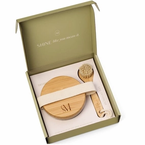 CSM Dry Body Brush & Face Brush Set - Natural Bristle Exfoliating Brush for Skin Renewal, Lymphatic Support and Circulation Boost - Brushing Tool for Gentle Detox, Spa-Like Exfoliation