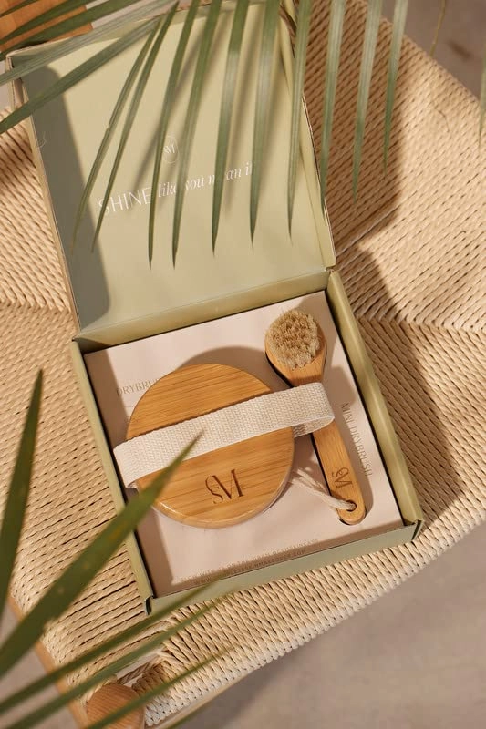 CSM Dry Body Brush & Face Brush Set - Natural Bristle Exfoliating Brush for Skin Renewal, Lymphatic Support and Circulation Boost - Brushing Tool for Gentle Detox, Spa-Like Exfoliation