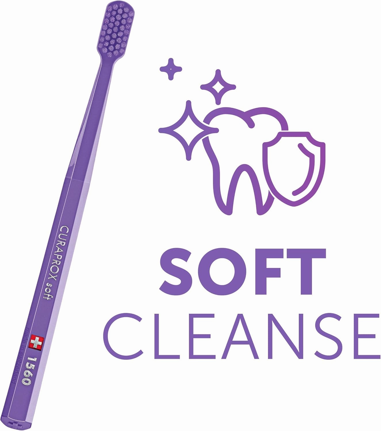 Curaprox CS 1560 Soft Toothbrush with Ultra-Fine Filaments & Compact, Slightly Angled Toothbrush Head for Improved Tooth & Gum Health, 6 Pack