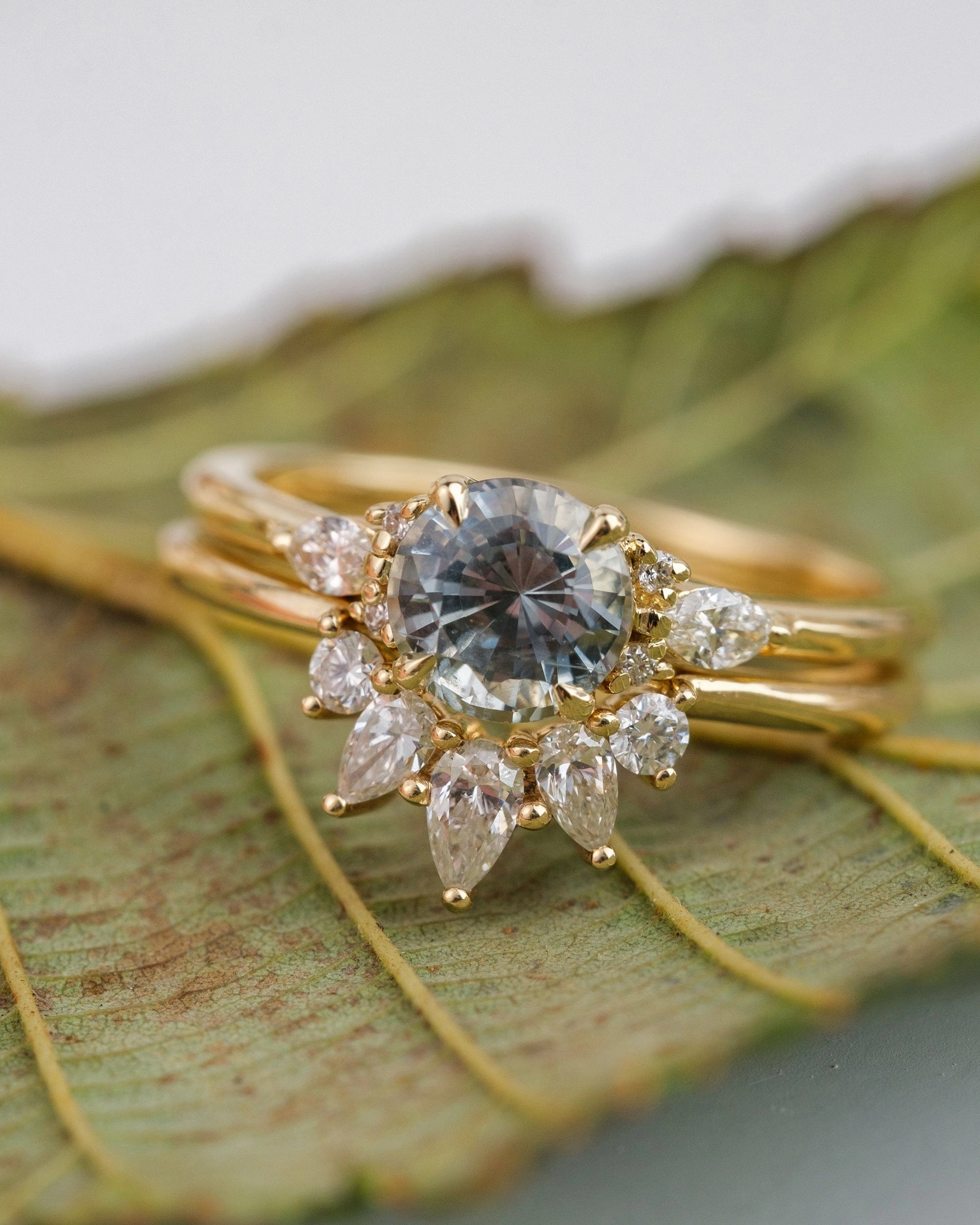 Custom Gray-Blue Montana Sapphire & Diamond Engagement Ring