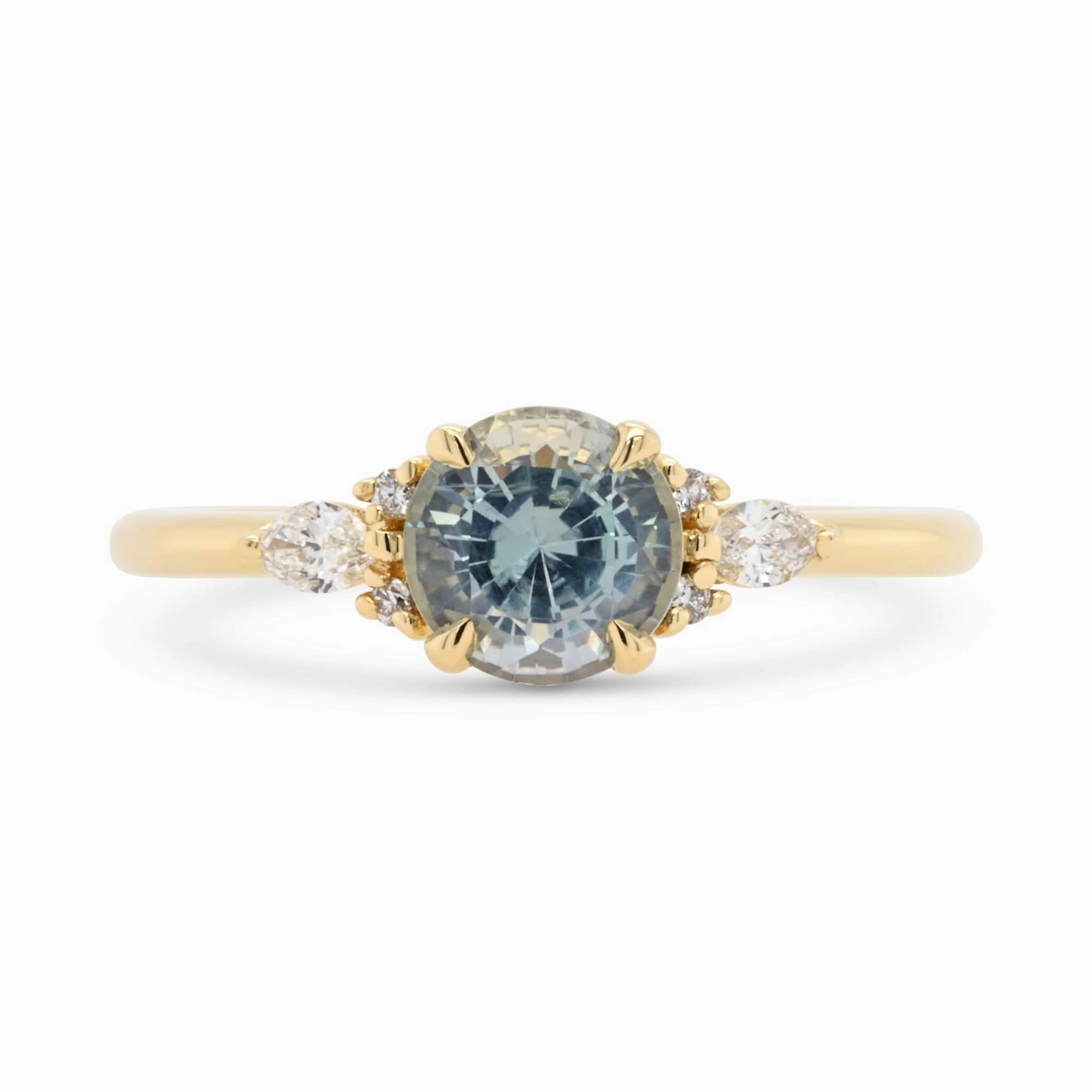 Custom Gray-Blue Montana Sapphire & Diamond Engagement Ring