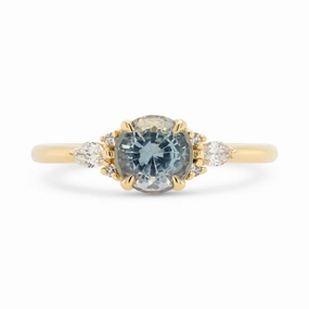 Custom Gray-Blue Montana Sapphire & Diamond Engagement Ring
