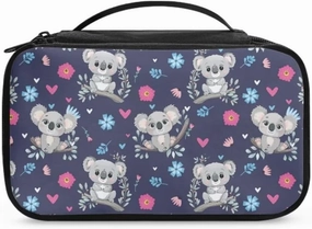 Cute Koala Cosmetic Bag Pink Floral Toiletry Bag for Women Girls Travel-friendly Makeup Bag for Cosmetics Brushes