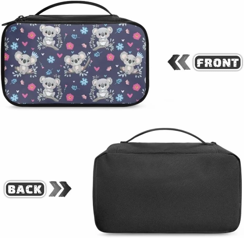 Cute Koala Cosmetic Bag Pink Floral Toiletry Bag for Women Girls Travel-friendly Makeup Bag for Cosmetics Brushes