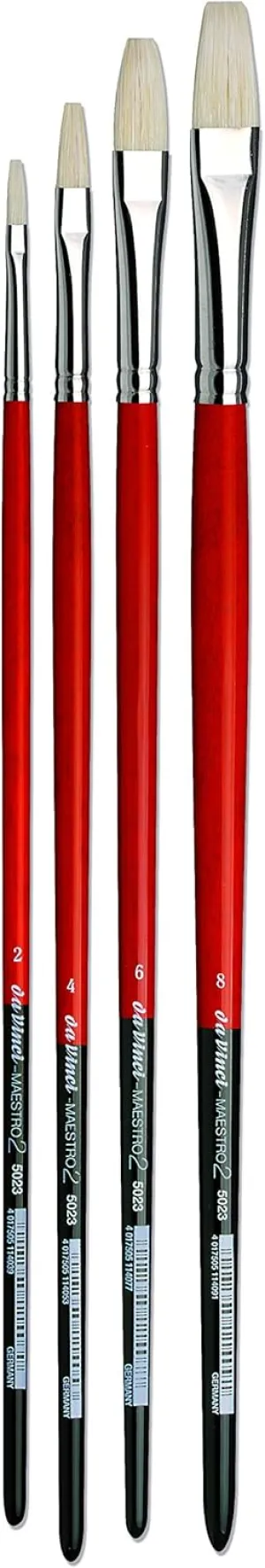 da Vinci Brushes 5023 Maestro 2 Hog Bristle Flat (Sizes 2,4,6,8) Artist Brush Set, Black 4