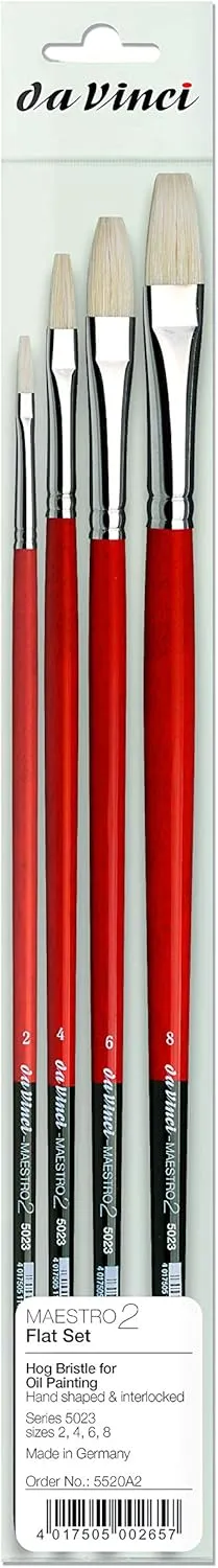 da Vinci Brushes 5023 Maestro 2 Hog Bristle Flat (Sizes 2,4,6,8) Artist Brush Set, Black 4
