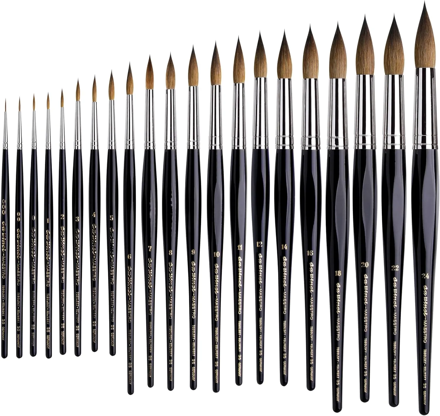 da Vinci Watercolor Series 35 Maestro Paint Brush, Round Long Taper Kolinsky Red Sable, Size 8