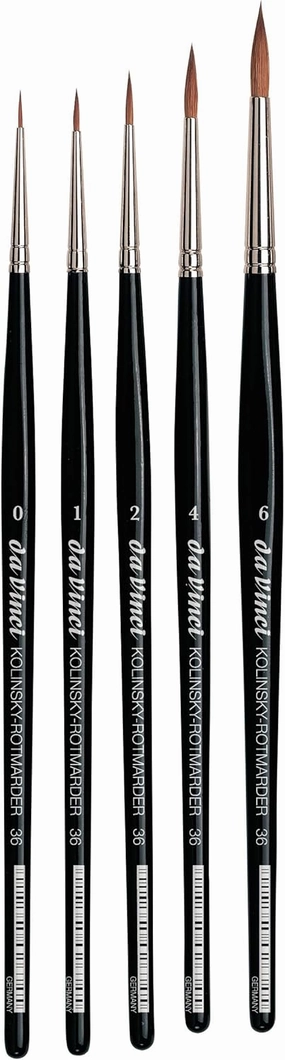 da Vinci Brushes 5359 da Vinci Watercolor Russian Red Sable 5359-5 Brush Set-Includes Series 36 Sizes 0, 1, 2, 4 & 6-Round Shape