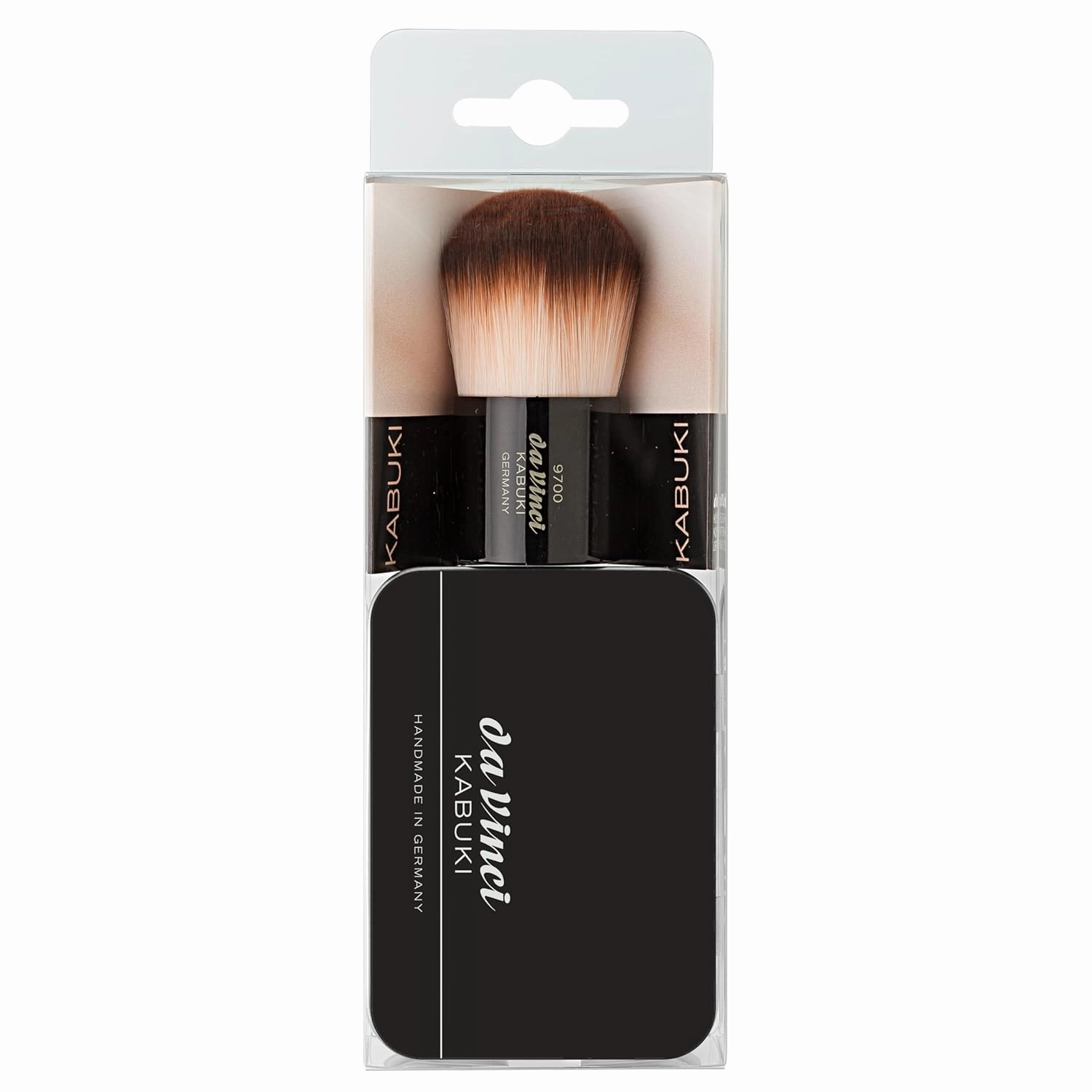 da Vinci Cosmetics Series 9700 Kabuki Powder Brush, Round Synthetic with Black Freestanding Handle, Metal Travel Box, 49.4 Gram