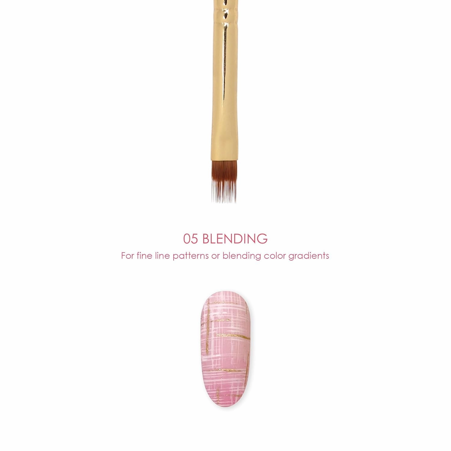 Daily Charme Nail Art Brush / 05 Blending, Flat Rectangle Brush, Notched Bristles, Perfect for Creating Fine Line Patterns & Blending Color Ombre DIY Home/Professional