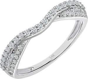 Dazzlingrock Collection 0.32 Cttw Round White Diamond Contour Wedding Band for Her in 14K Solid Gold