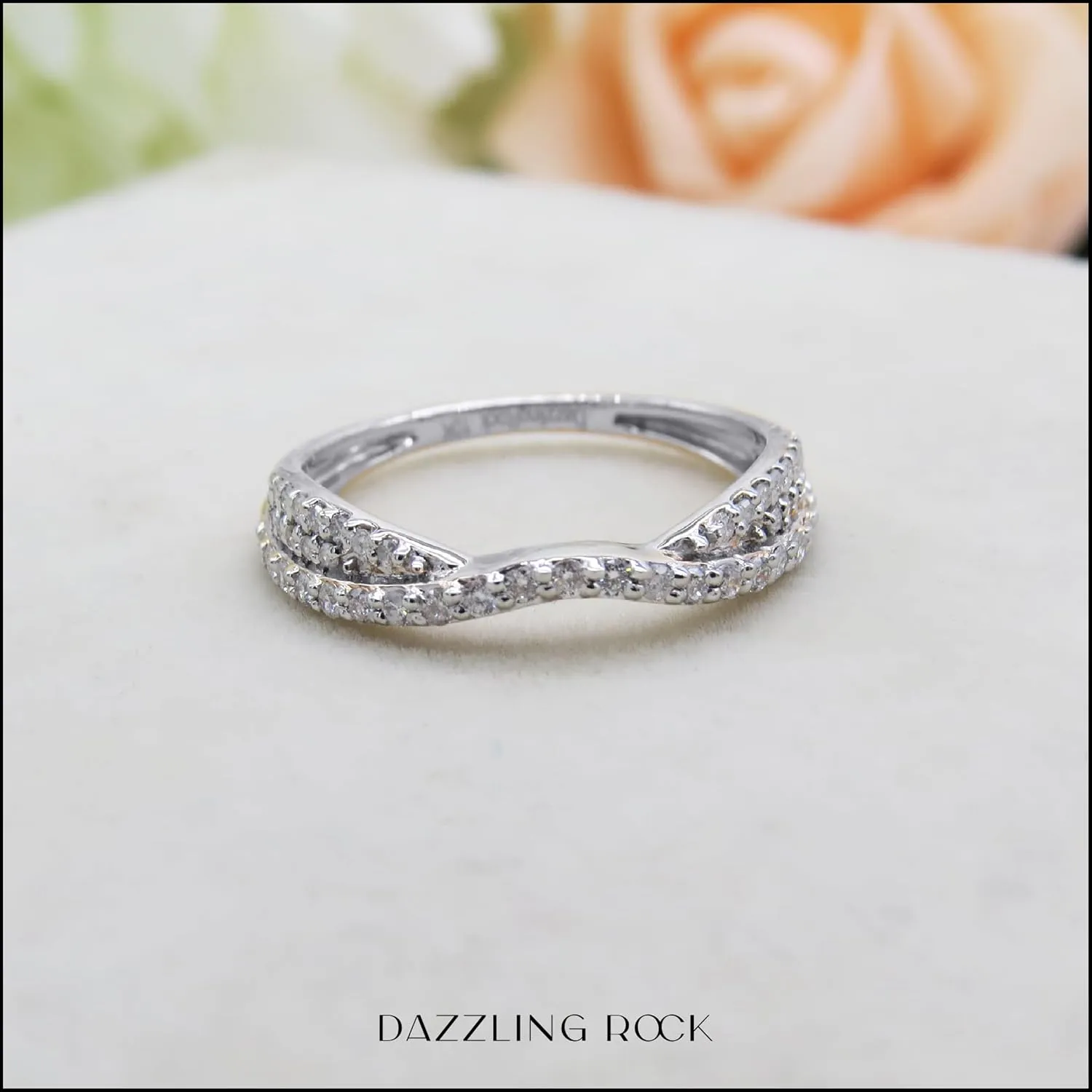 Dazzlingrock Collection 0.32 Cttw Round White Diamond Contour Wedding Band for Her in 14K Solid Gold