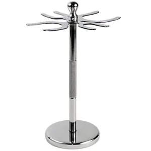 Deluxe Stainless Steel 4 Prong Safety Razor and Shave Brush Shave Stand - Holds 2 Double Edge Safety Razors and 2 Shave Brushes