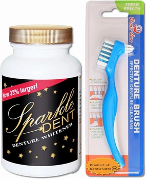 Denture Cleaner Bundle with Dentu-Care Denture Brush for Maintaining Good Oral Care of Full/Partial Dentures
