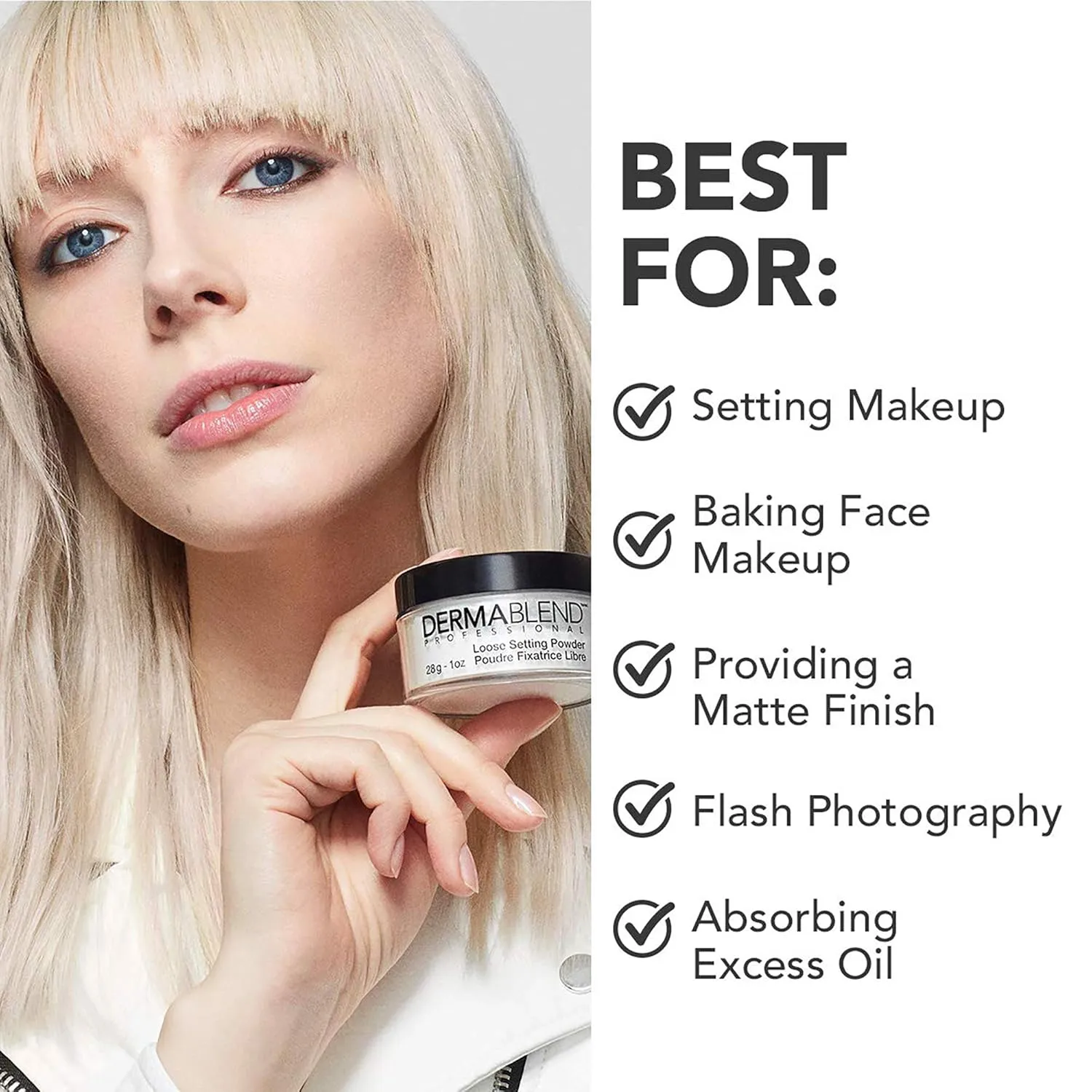 Dermablend Loose Setting Powder, Face Powder Makeup & Finishing Powder for Light, Medium & Tan Skin Tones