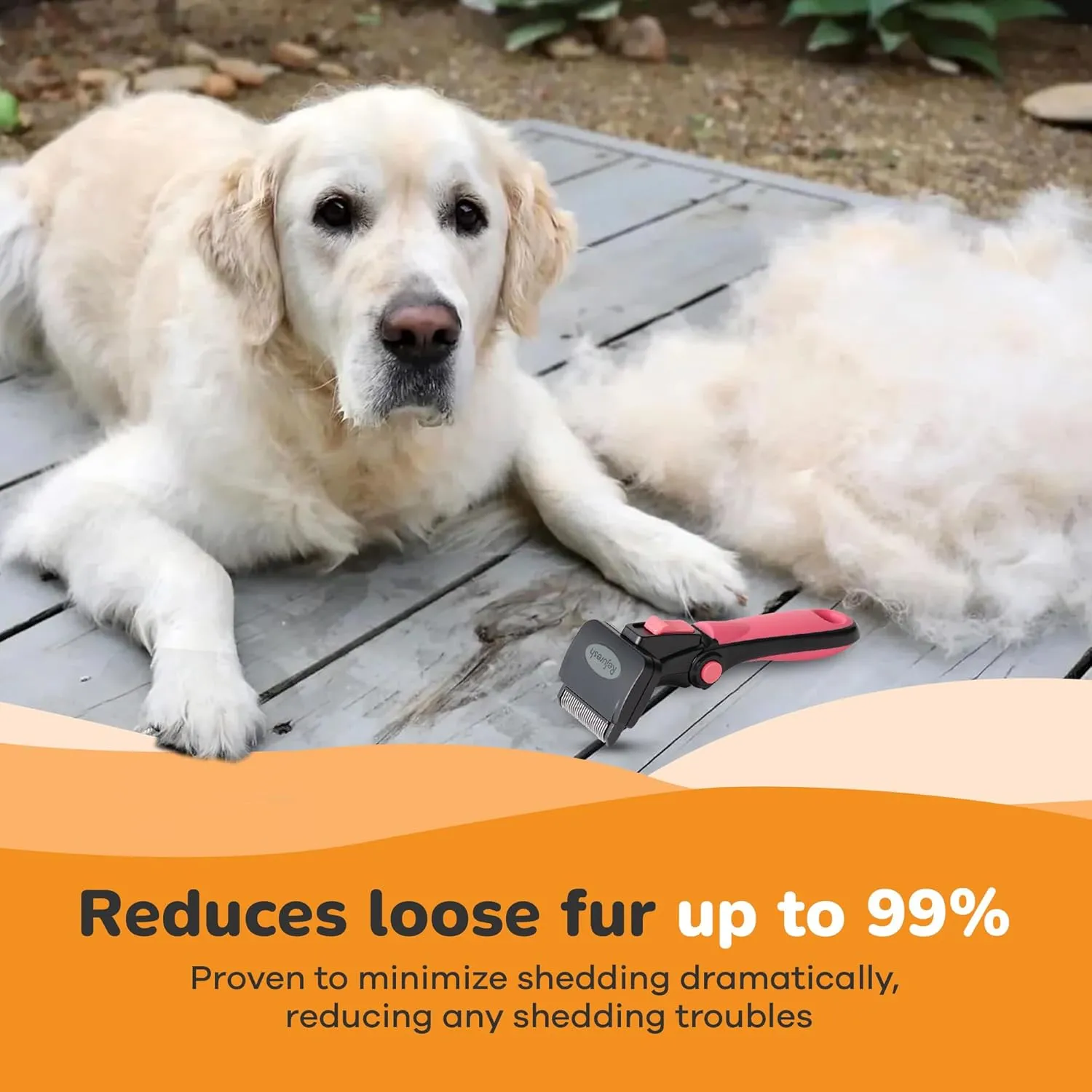 Deshedding Dog Brush for Long Hair (Medium,Pink) – Gentle Deshedding tool for Dogs & Cats – Reduces shedding, without damaging topcoat. Removes Loose Fur & Dead Undercoat.