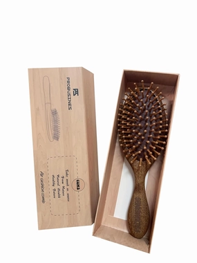 Detangling Brush for Adults & Children, Reduces Frizz & Breakage, Suitable for All Hair Types, Wet or Dry, Natural Wood Air Cushion Massage Brush