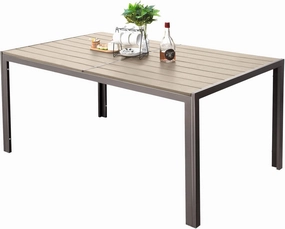 Devoko Patio Dining Table for 6 Outdoor Patio Table 59" x 35" Weather-Resistant Rectangular Table for Deck, Garden, Backyard