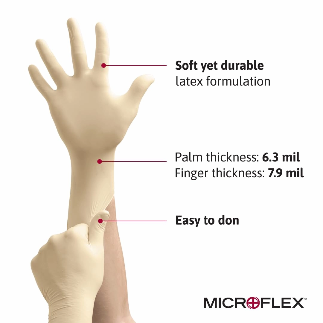 Diamond Grip Microflex Diamond Grip MF-300 Disposable Latex Gloves for Automotive, Healthcare, Machinery Industries - Large, Natural (Case of 1000)