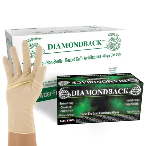 DIAMONDBACK Heavy Duty Latex Exam Gloves, Textured Grip, Powder Free, 8 Mils Thick (1000, Medium)