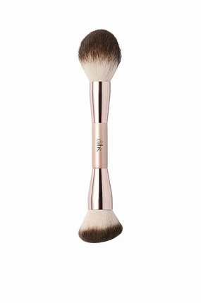 DIBS Beauty Duo Brush Face - Double-Ended Face Brush for Setting Powder, Highlighting