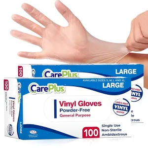 Disposable Plastic Vinyl Clear Gloves (Large, 200, Count)