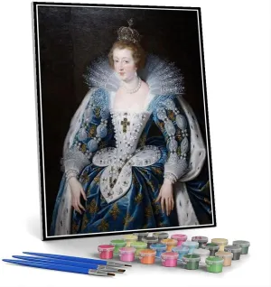 DIY Oil Painting Kit,Anna of Habsburg Queen of France Peter Paul Rubens Painting by Peter Paul Rubens Paint by Numbers Kit for Kids and Adults