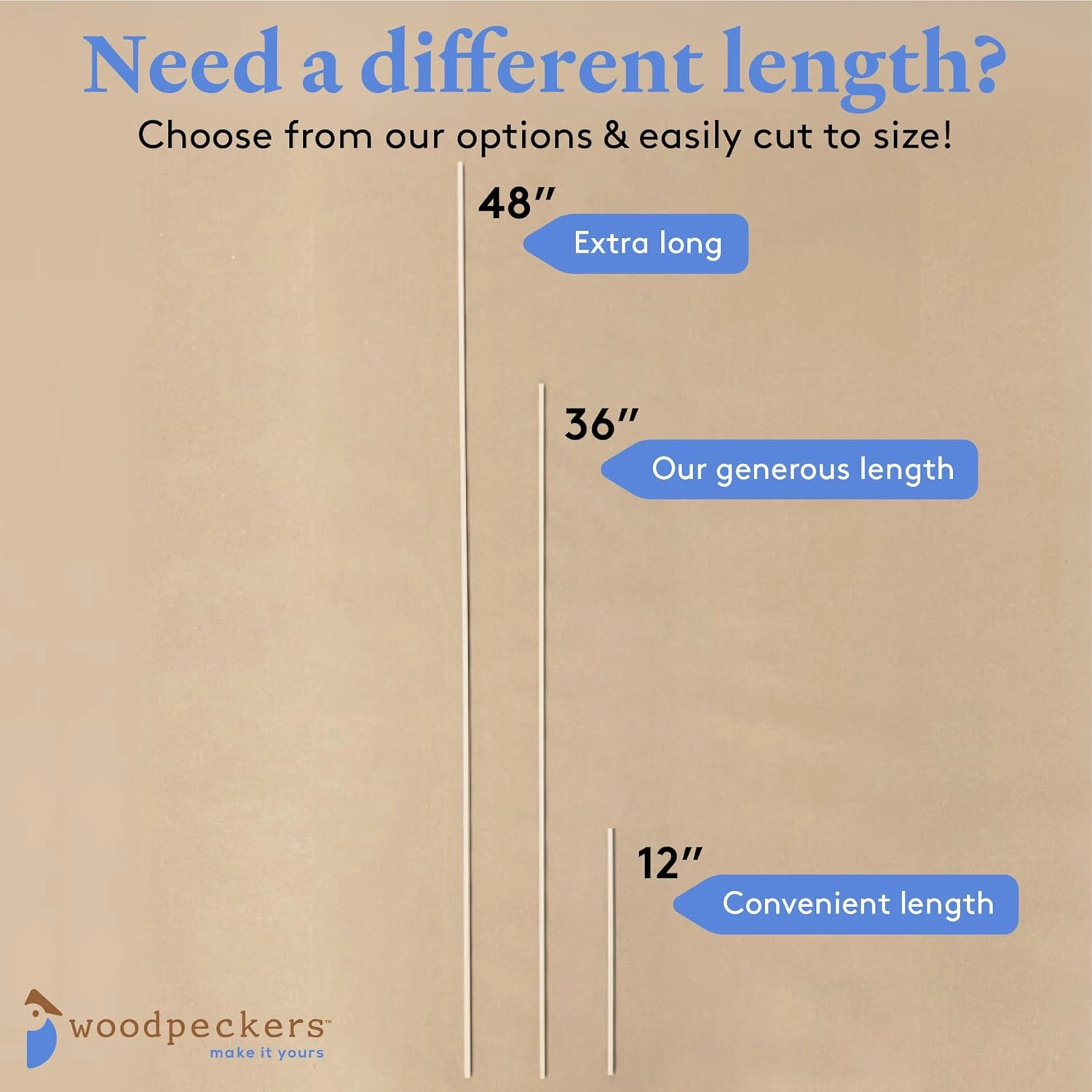 DIY Wooden Square Dowel Rod 3/16-inch x 12 Pack of 25 Hobby Wood Sticks for Crafts, Wood Trim & Architecture Model Making, by Woodpeckers