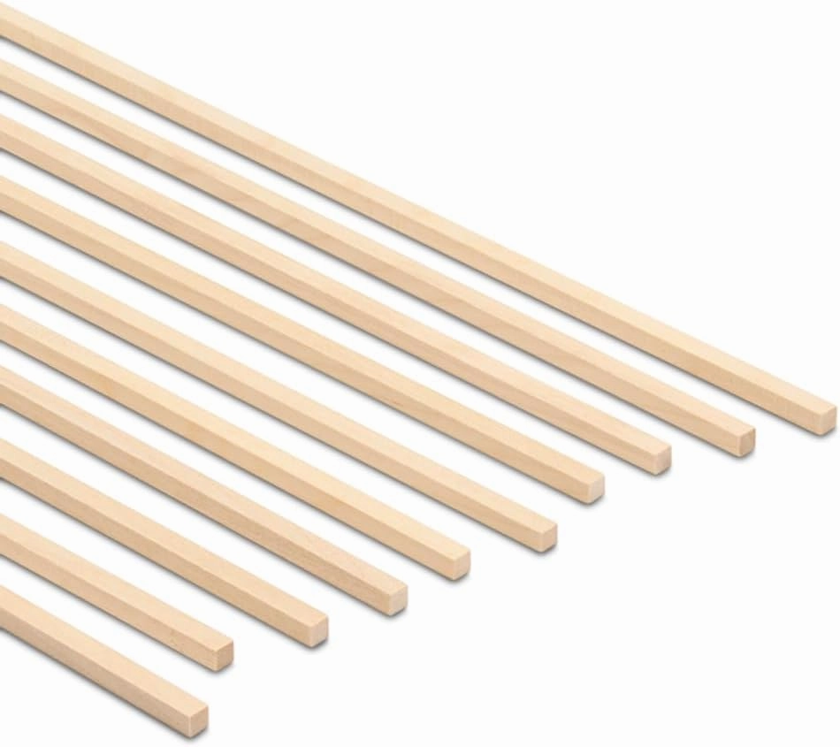 DIY Wooden Square Dowel Rod 3/16-inch x 12 Pack of 25 Hobby Wood Sticks for Crafts, Wood Trim & Architecture Model Making, by Woodpeckers