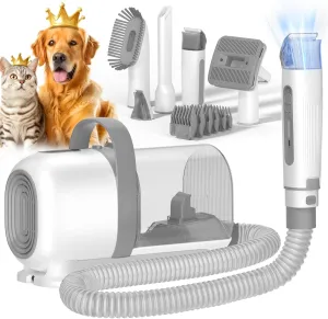 Dog Grooming Vacuum for Shedding, 5-Level Suction Pet Grooming Kit with Paw Trimmer, 6 Tools & 2L Dust Cup, Low Noise for Home Use