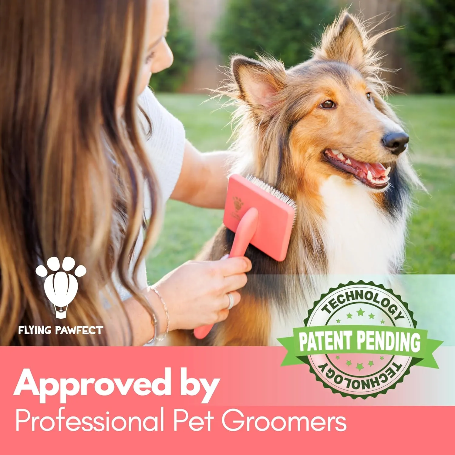 Dog Slicker Brush for Grooming Pet Hair - Best Slicker For Poodle & Golden Doodle - Long Haired Tool For Dogs - Goldendoodle Long Pin Brush For Dematting (Large)