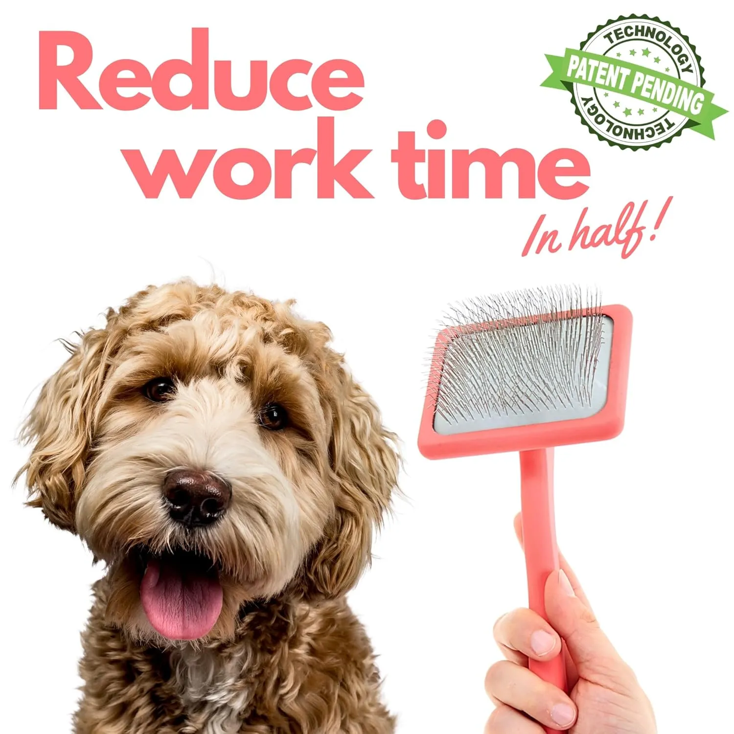 Dog Slicker Brush for Grooming Pet Hair - Best Slicker For Poodle & Golden Doodle - Long Haired Tool For Dogs - Goldendoodle Long Pin Brush For Dematting (Large)