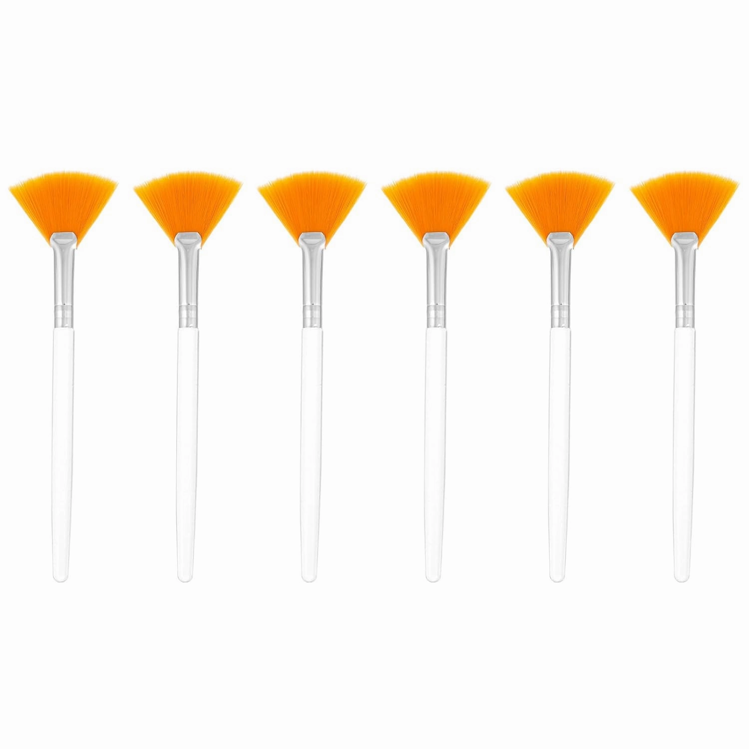 DOITOOL 6pcs Fan Facial Makeup Brush Smooth Application Mud Applicator for Masks and Highlighters Easy to Use for Areas Transparent Colors Essential Makeup Supplies