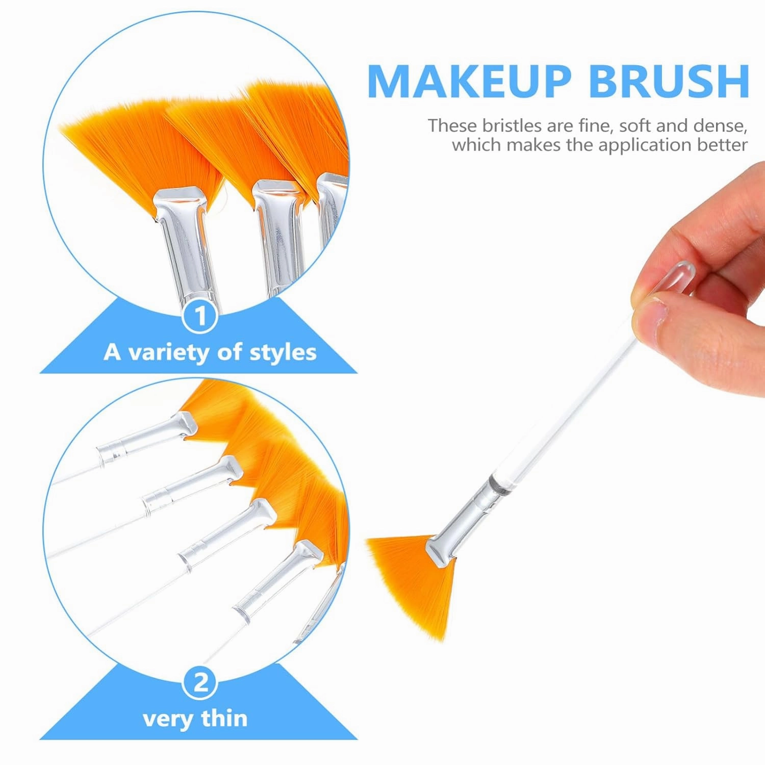 DOITOOL 6pcs Fan Facial Makeup Brush Smooth Application Mud Applicator for Masks and Highlighters Easy to Use for Areas Transparent Colors Essential Makeup Supplies