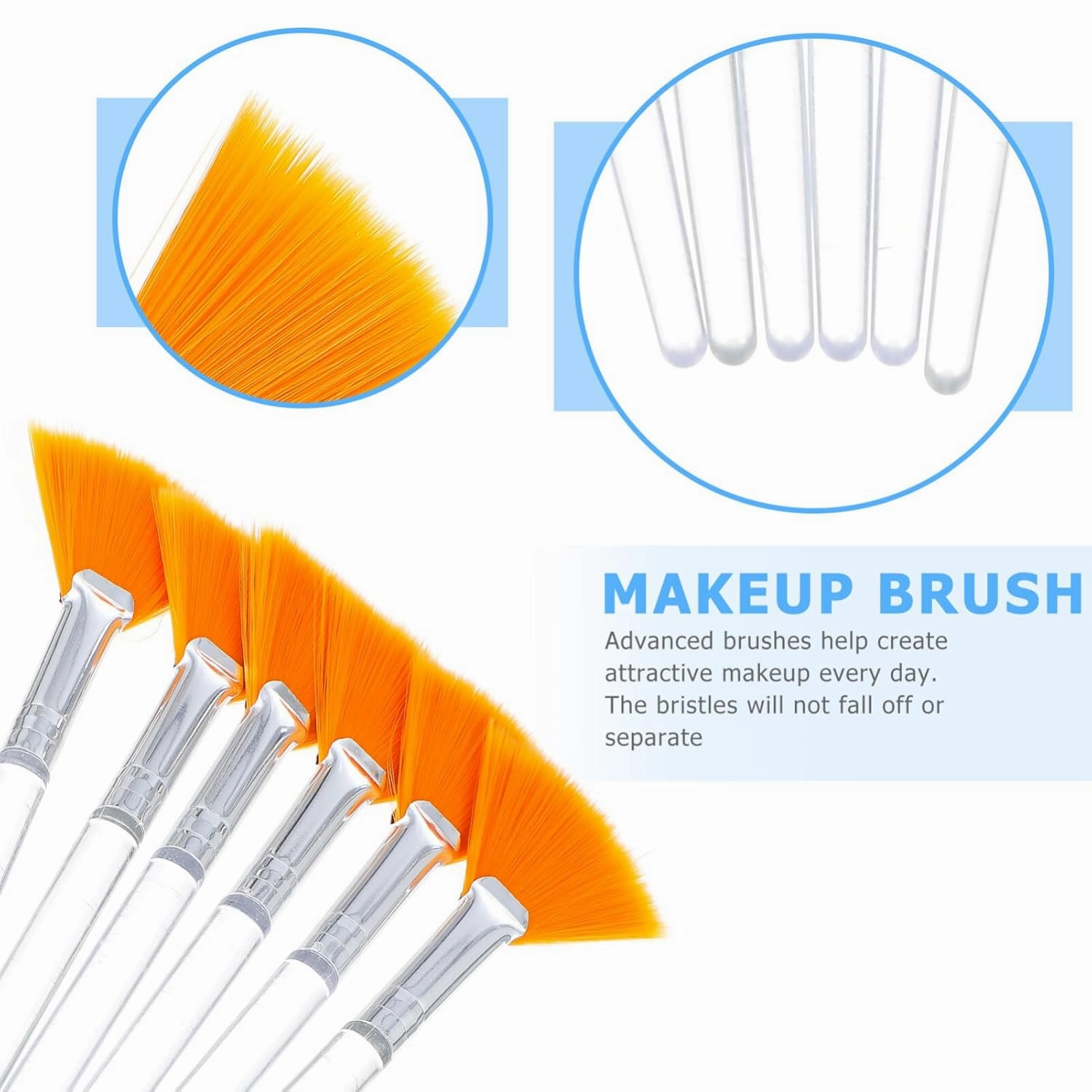 DOITOOL 6pcs Fan Facial Makeup Brush Smooth Application Mud Applicator for Masks and Highlighters Easy to Use for Areas Transparent Colors Essential Makeup Supplies