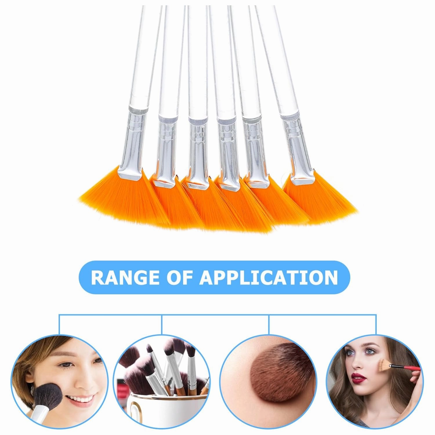 DOITOOL 6pcs Fan Facial Makeup Brush Smooth Application Mud Applicator for Masks and Highlighters Easy to Use for Areas Transparent Colors Essential Makeup Supplies