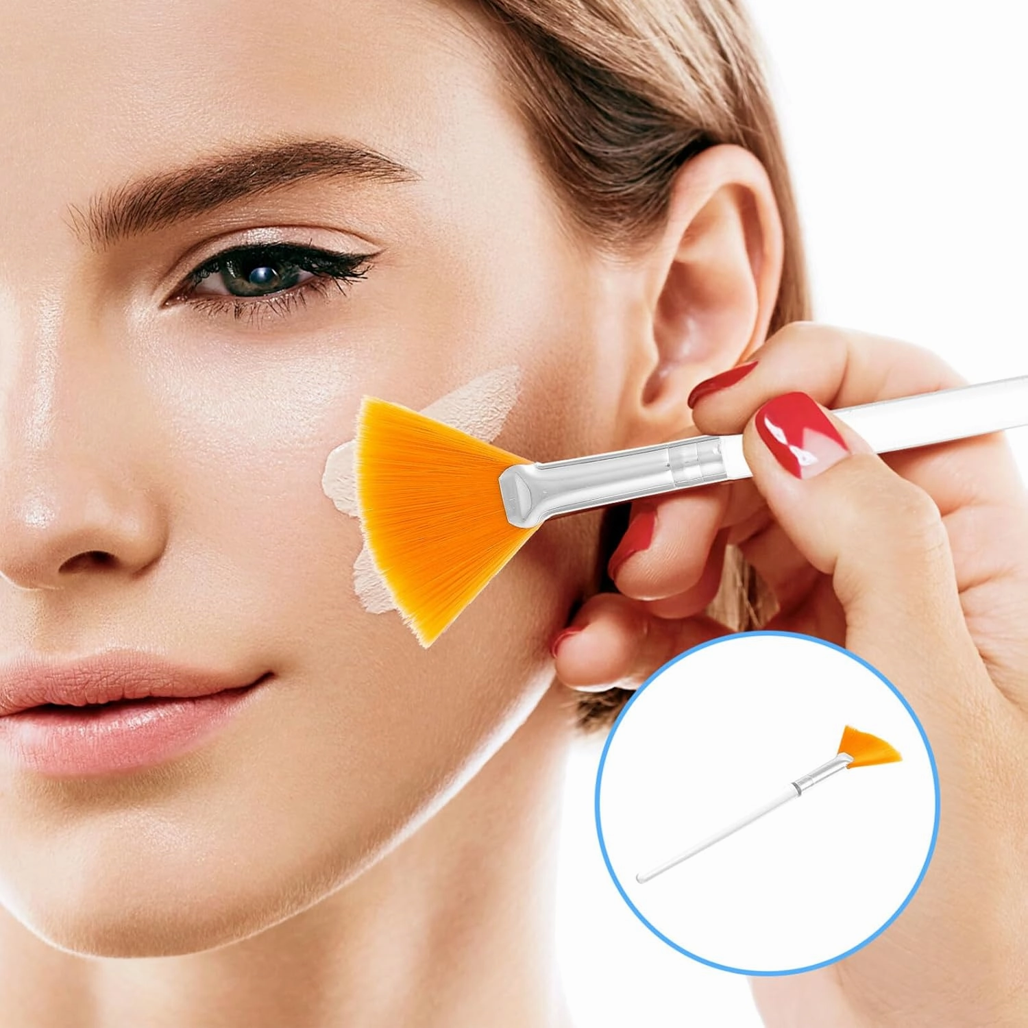 DOITOOL 6pcs Fan Facial Makeup Brush Smooth Application Mud Applicator for Masks and Highlighters Easy to Use for Areas Transparent Colors Essential Makeup Supplies